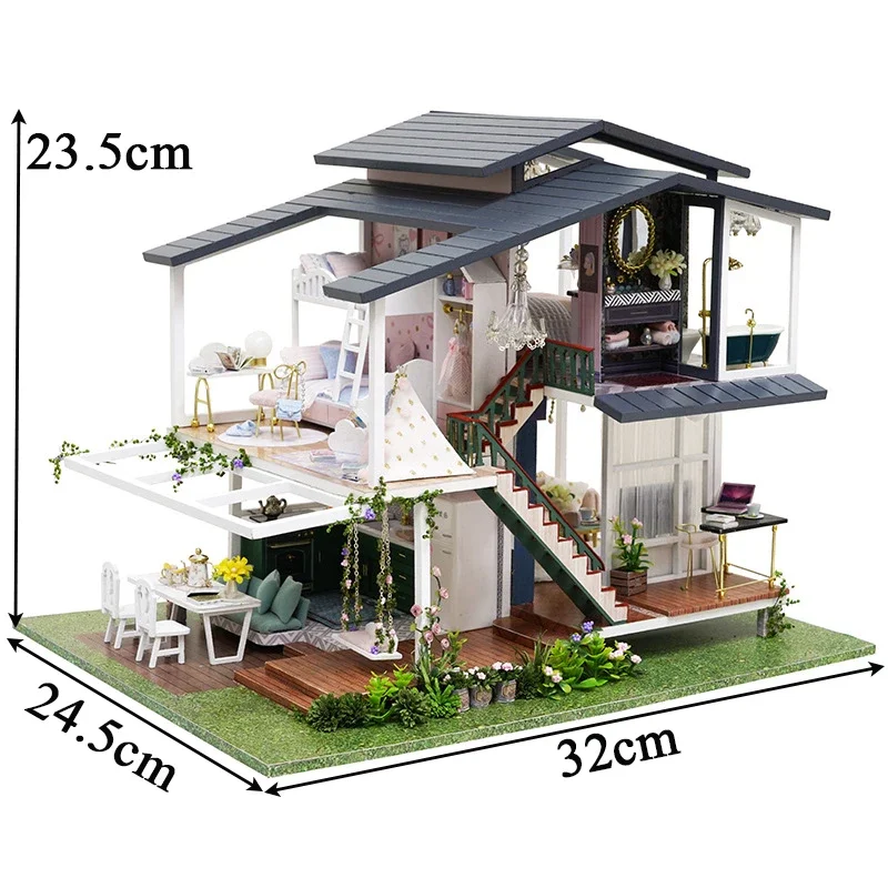 

Monet Garden Casa миниатюрный DIY деревянные кукольные домики модель комплект вилла кукольный домик с мебелью светодиодный светильник для друзей подарки на день рождения