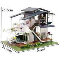Monet Garden Casa Miniature DIY Wooden Doll Houses Model Kit Villa Dollhouse with Furniture Led Light for Friends Birthday Gifts