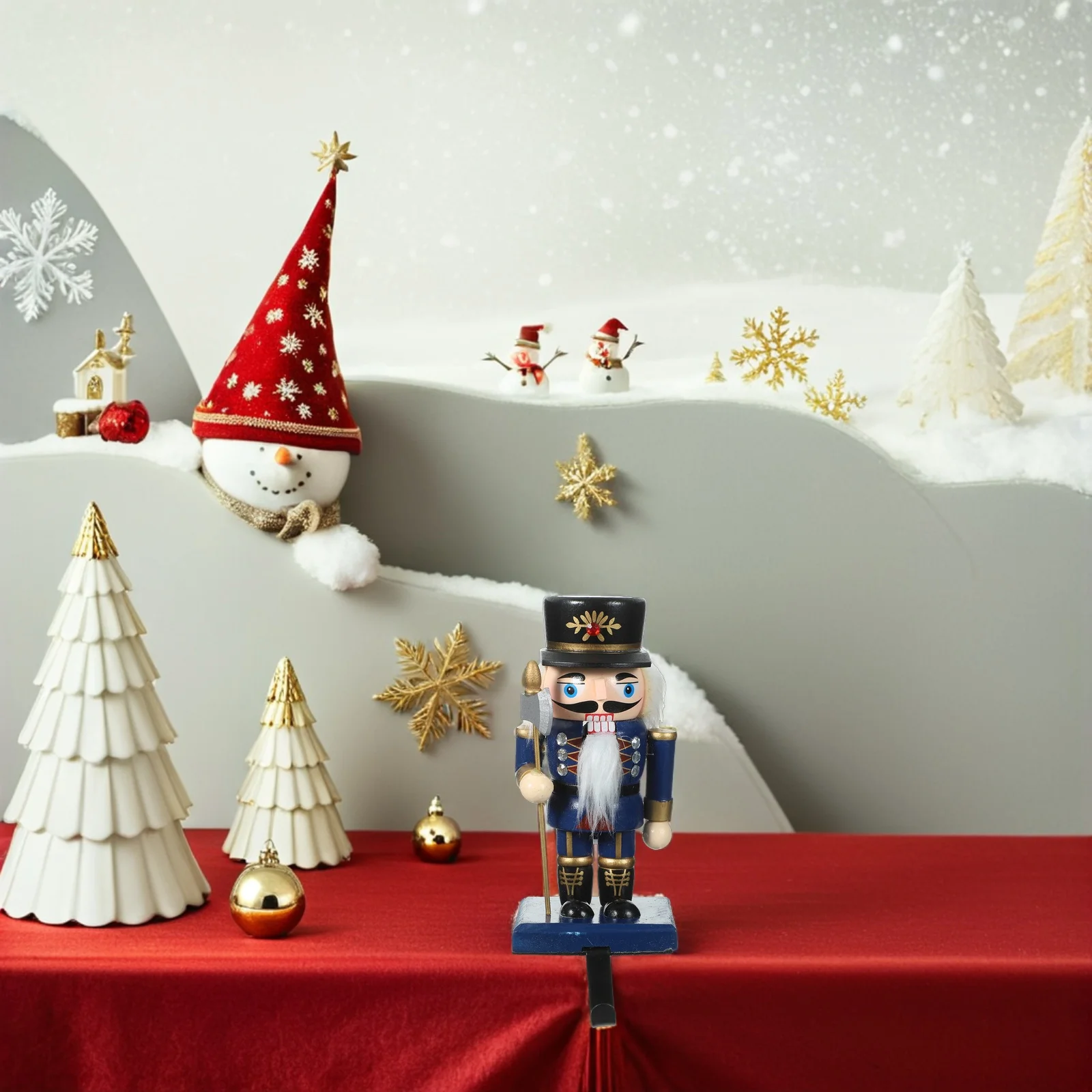 

2Pcs Nutcracker Christmas Stocking Holders Fireplace Mantle Hooks Wood Metal Xmas Hanging Decoration Stocking Holder Weighted