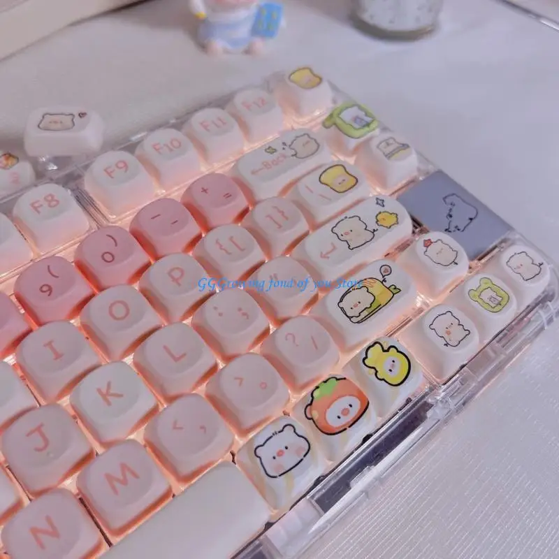

H9EB 118Keys Pink Pig Profile Profile CakeCap PBT Dye-Sublimation Keycap для 61 96 9