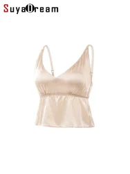 SuyaDream,Women Silk Bras, 92%Silk 8%Spandex, Wire Free, Thin Padded Bra, 2025 New Cozy Camisoles, Black, White