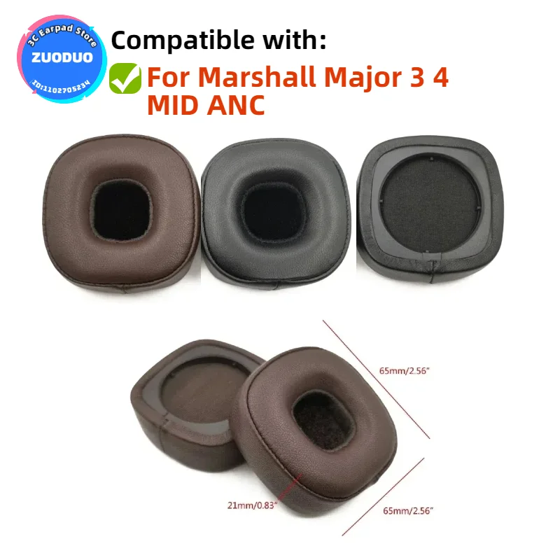 

Soft Foam Protein Leather Headphone Earpads Ear Pads Compatible For Marshall Major 3 4 MID ANC Headset Earmuffs Repairing Parts