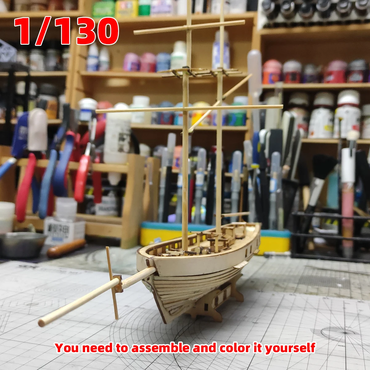 1/130 Amerikanischer Baltimore Schooner 2-Mast-Schooner Harvey 1847 Klassisches Segelboot Schiff Galeonen Holzmodellbausatz – Detail 6