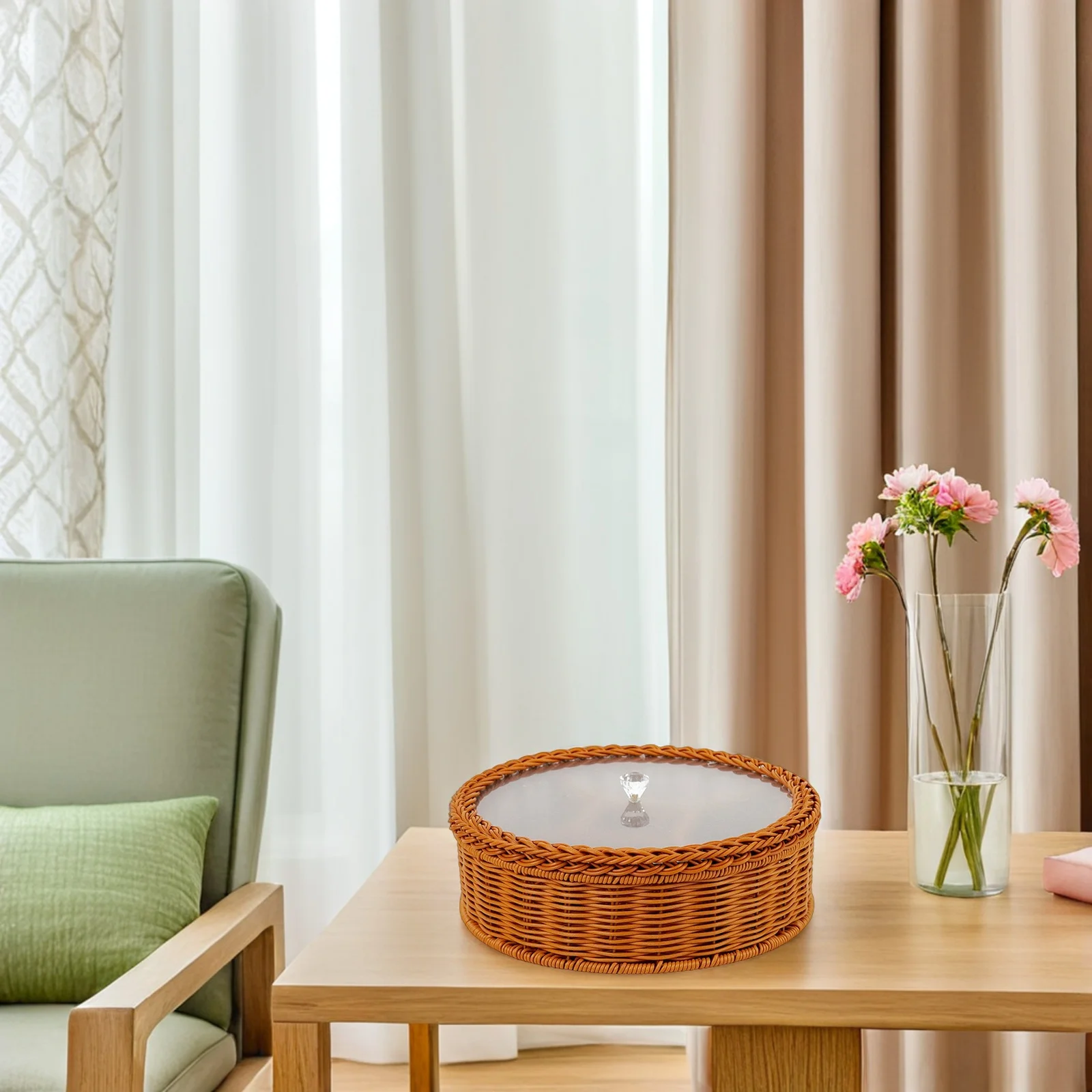 

Handwoven Nut Basket Divided Serving Tray 5 Compartments Plastic Snack Box for Dried Fruits Nuts Candies Cookies Fruit Storage