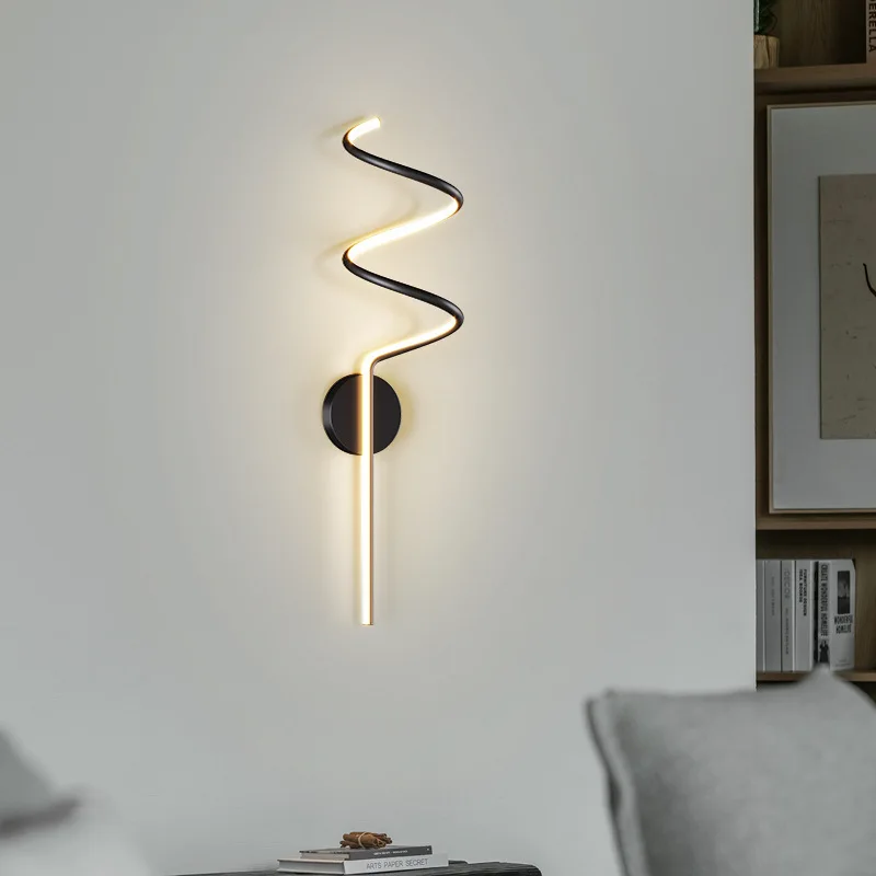 Simple Indoor Wall Lamp Wave Screw Wall Light  Bedroom Bedside Lamp Living Room Background Aisle Corridor Decorative Lighting