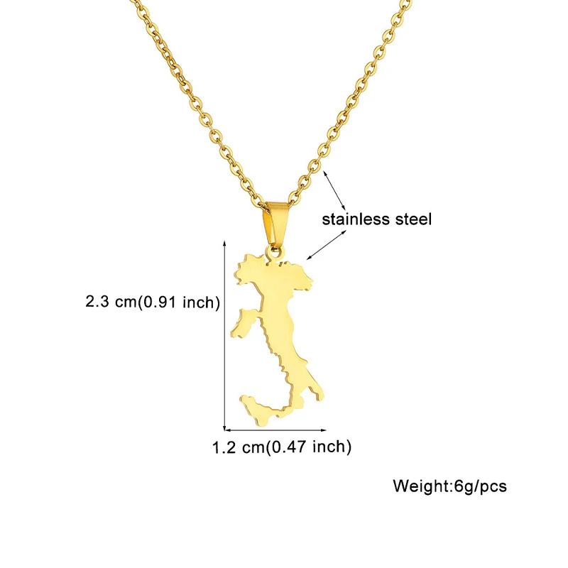 الفولاذ المقاوم للصدأ خريطة إيطاليا والمدينة قلادة قلادة للرجال النساء الأزواج BFF الوطنية النمط الوطني مجوهرات هدية عيد ميلاد #5