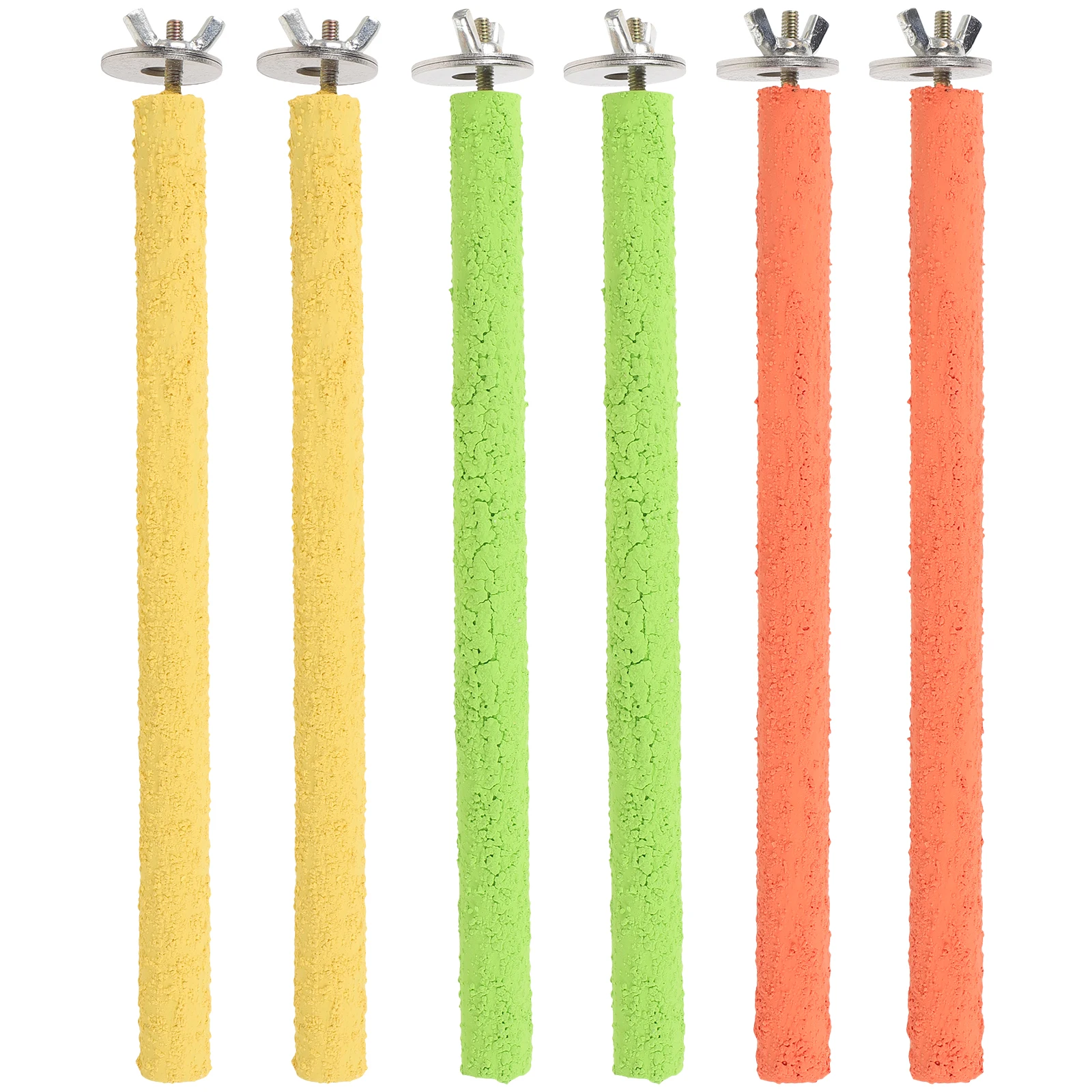 

6pcs Washable Bird Perch Standing Rod Sand Wood Training Supplies Long Lasting Pet Bird Toys Cage Play Parrot Cage Accessories
