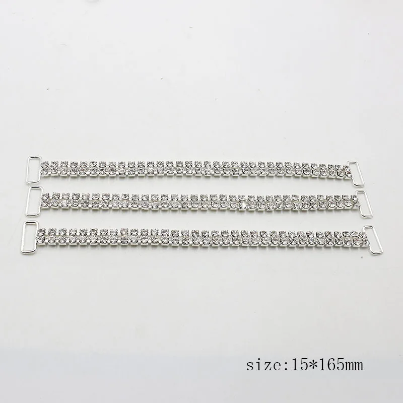 New 10pcs 15 * 165mm Fashionable 2 Drainage Diamond Chain Bikini Connector/flat Chain Reinforced Metal Crystal Bikini Buckle