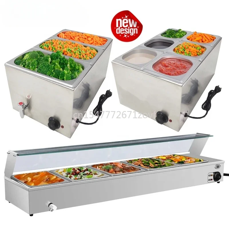 Restaurant Equipment Commercial Electric Glass Display Counter Table Top Bain Marie Buffet Food Warmer