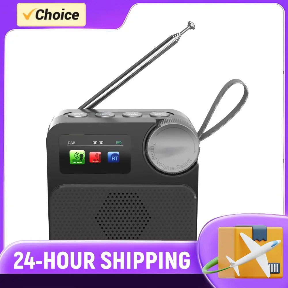 

Bluetooth-совместимое цифровое радио с встроенным аккумулятором, портативное FM-радио с цветным дисплеем 1,47 дюйма, внешняя антенна, динамик