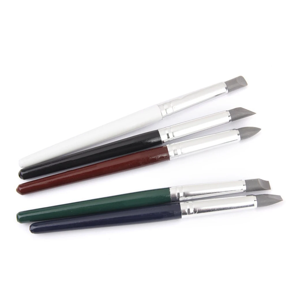 

5pcs Clay Shaping Pens 150mm Silicone Soft-head Wood Handle Remove Fingerprints Sculpting Tools Modeling Supplies