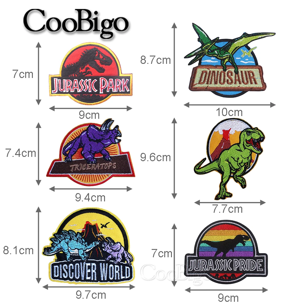 Iron On Embroideried Jurassic Dinosaur Patch Thermal Fabric Sticker Applique for Clothes Backpack Sewing Patchwork Heat Adhesive