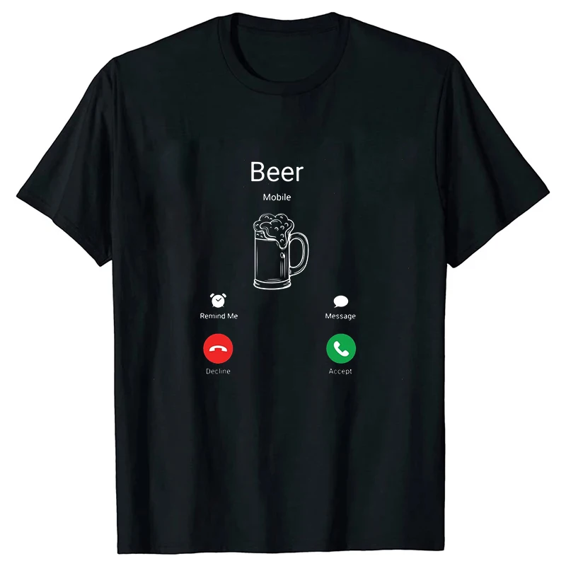 

2026 New Beer Calls Print T Shirt Women Men Short Sleeve Tops Tee Summer Fashion Loose Casual Street T-shirt Simple Harajuku Top