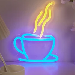 Chi-buy LED Neon Coffee Cup USB Powered Neon Signs Night Light 3D Wall Art & Game Room Bedroom Living Room Decor Lamp Signs