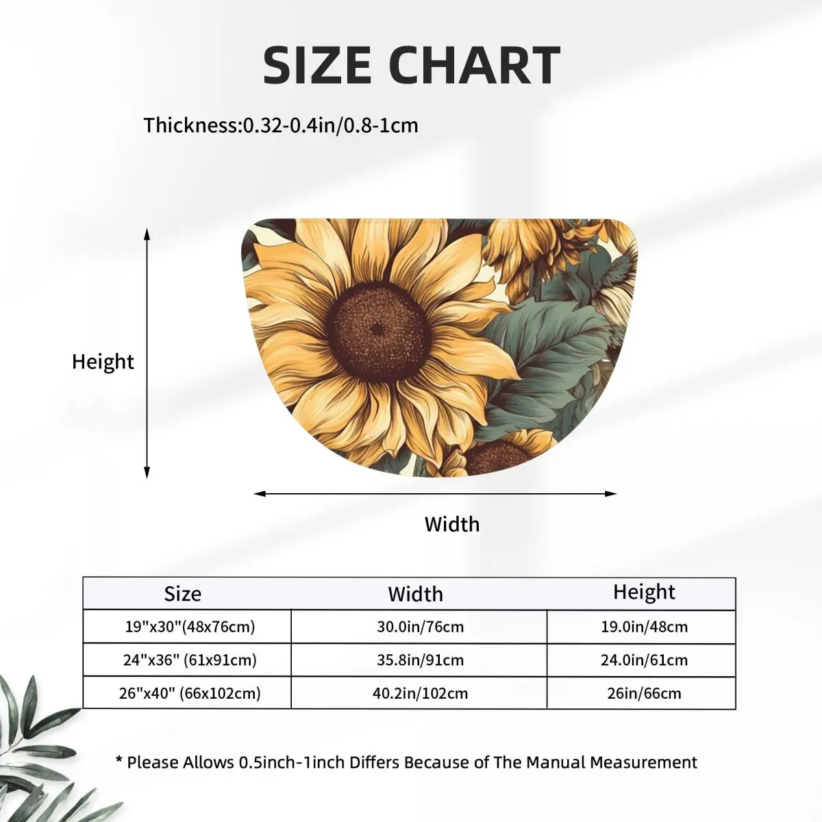 Golden Sunflower Cluster Vintage Botanical Drawing Soft Flannel Half Round Doormat Non Slip Bathroom Mat Absorbent Floor Carpet