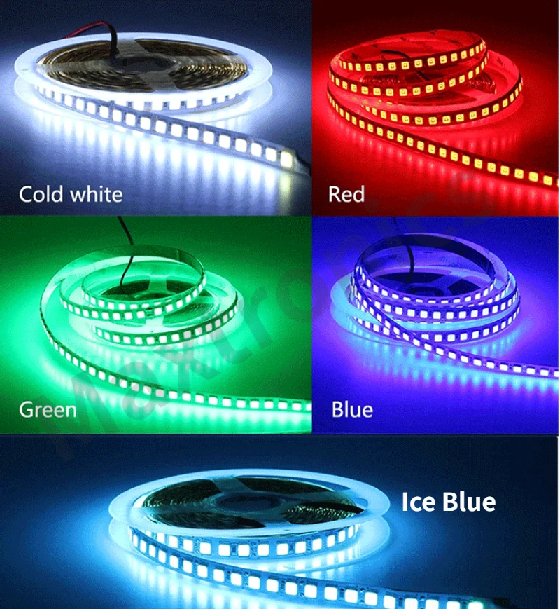 5M/Roll DC12V LED Strip Light SMD5054 120Leds/M High Brightness IP30/IP65 Warm White/ White/Blue/Red/Green For Festival Decor