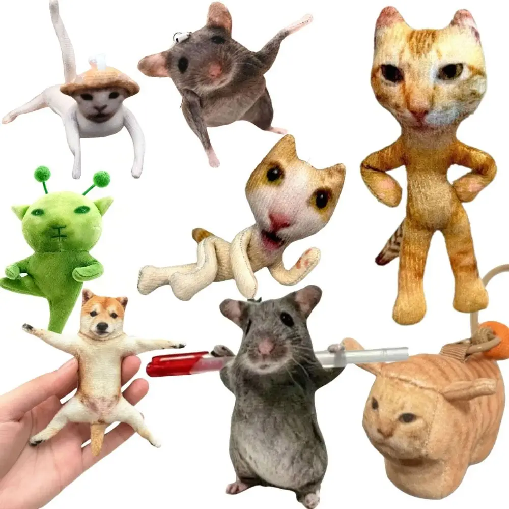 Internet Meme Simulation Meme Keychain Funny Plush Mouse Keychain mini Creative Prank Bag Decoration