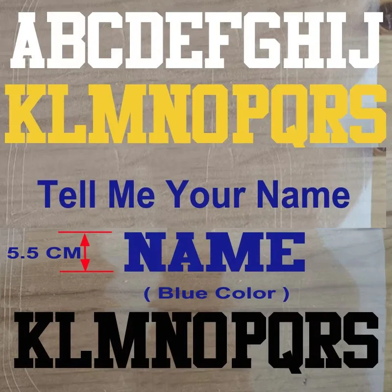 5.5CM Letter Stickers Custom Basketball Jerseys Badminton Table Tennis Volleyball Soccer Clothes Name Patches Thermal Transfer