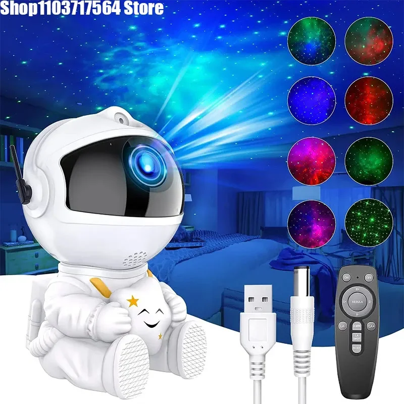 Modern Cross-border Astronaut globe Star light HD focus Moon projection light Creative Gift nightlight Bedroom atmosphere light