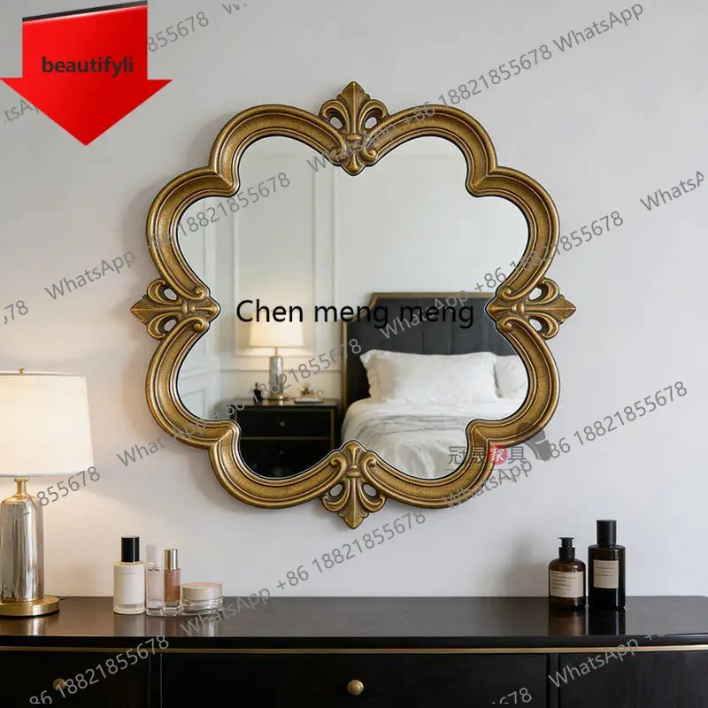 a50 European retro bedroom makeup mirror American bathroom special-shaped makeup mirror French engraving