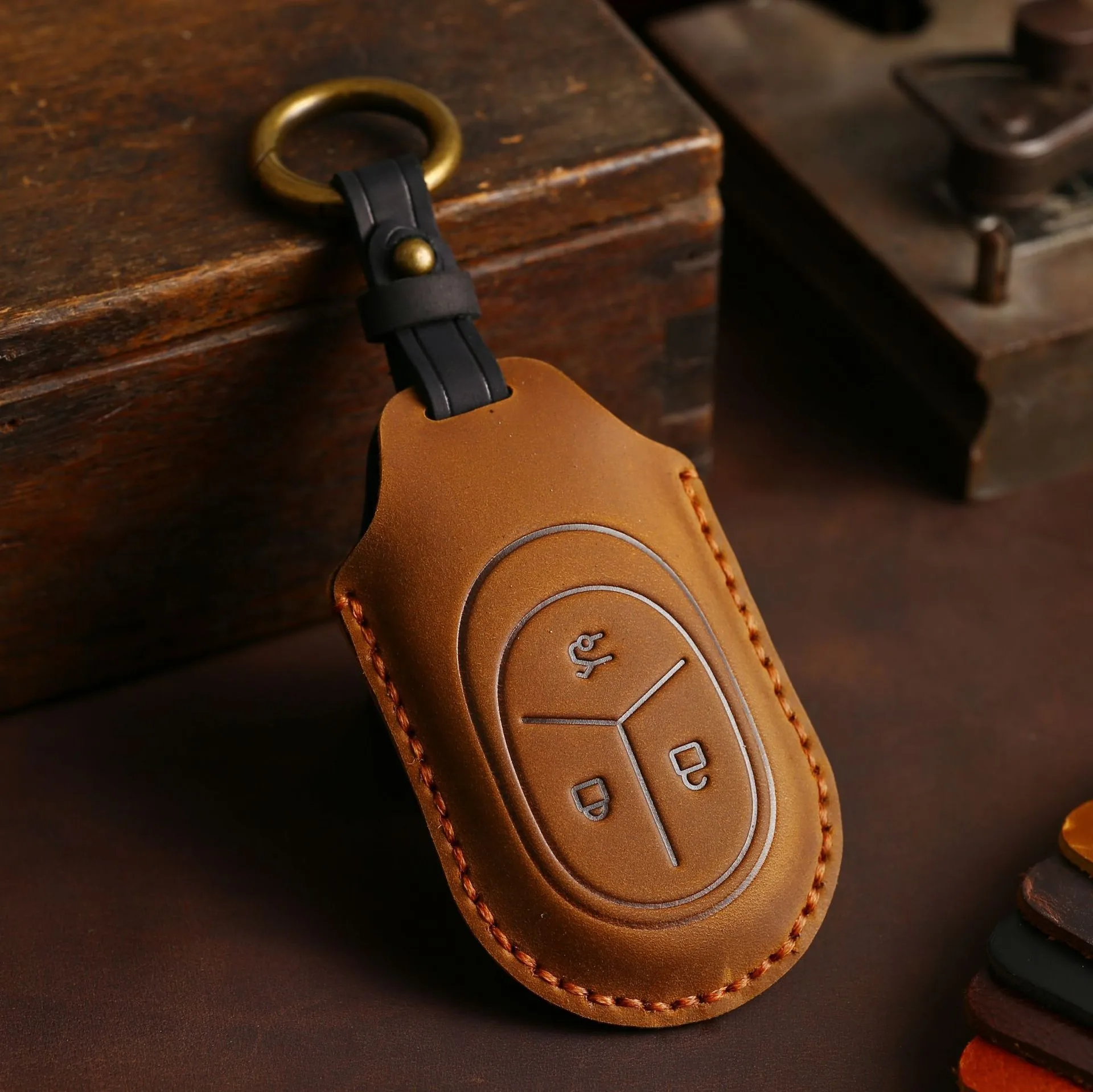 Leather Car Smart Key Fob Case For Wei Lai NIO ET5 ET7 ES7 EC7 2020 2022 ES6 2019 ES8 2018Keychain