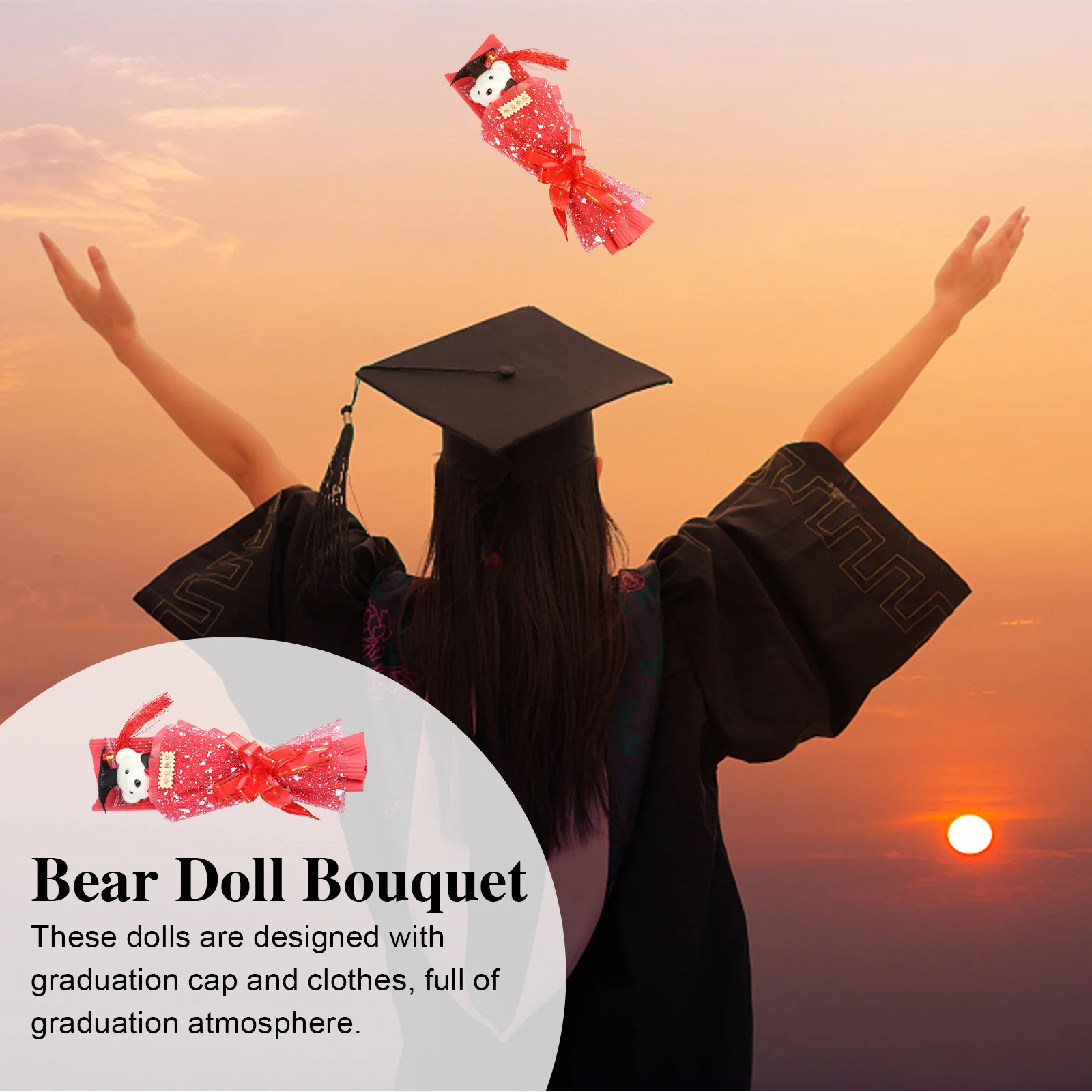 Orso Bouquet Fiore Stagione di laurea Giocattoli animali Congratulazioni Gradolazione Commencio Regali Artificiale per