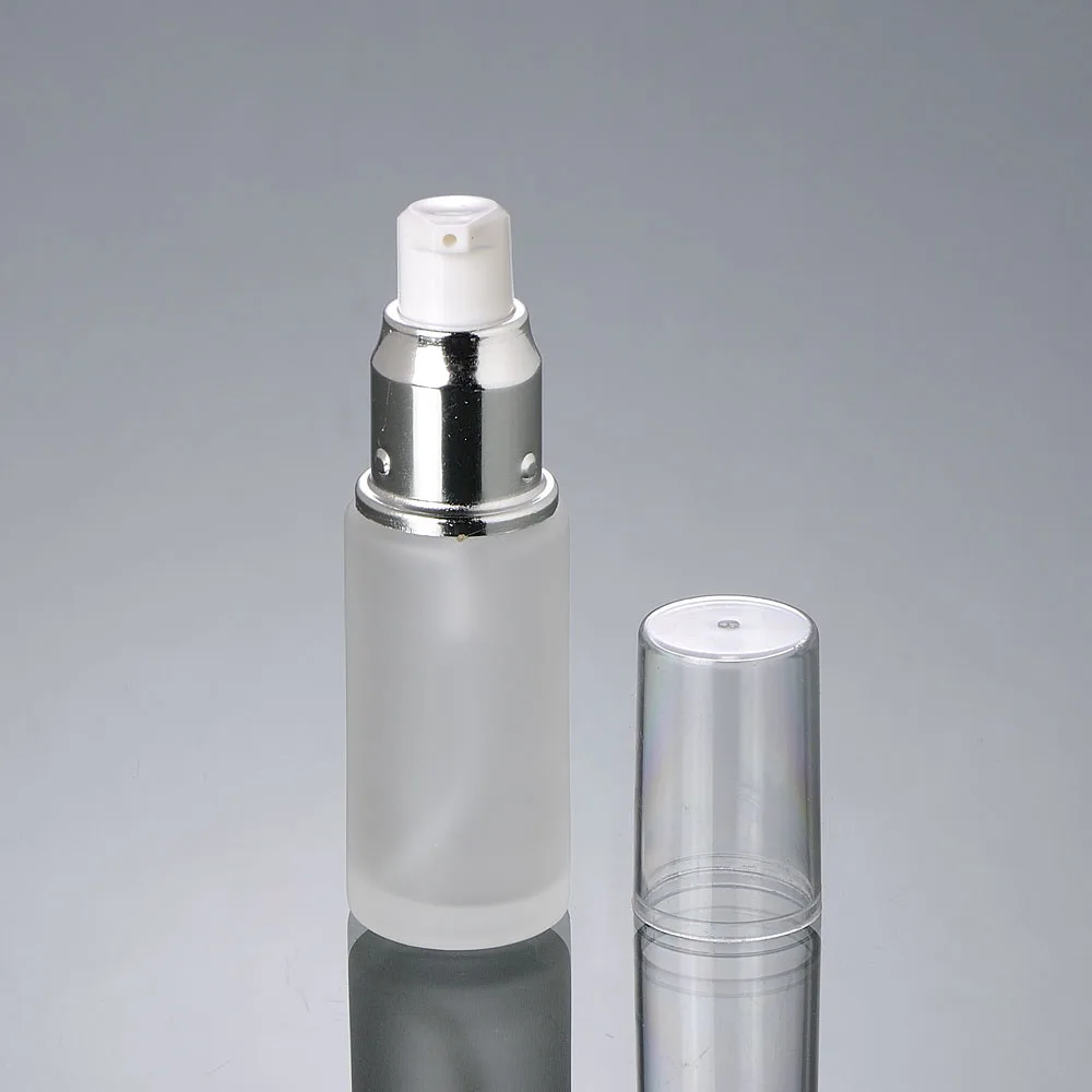 30ml frosted glass bottle silver/gold press pump lotion/emulsion/serum/foundation/moisture toner/skin care cosmetic packing