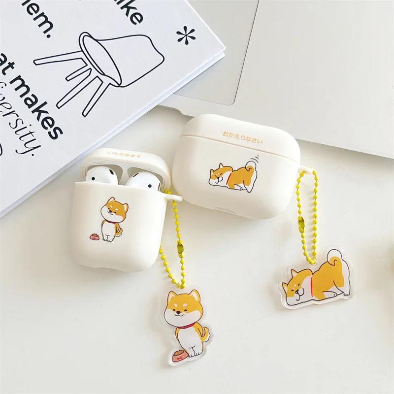 Kawaii Cartoon Shiba Inu Earphone Case with Pendant for Apple Airpods Pro2 Case for Airpods 3 3rd Generation AirPod 2 1 Case