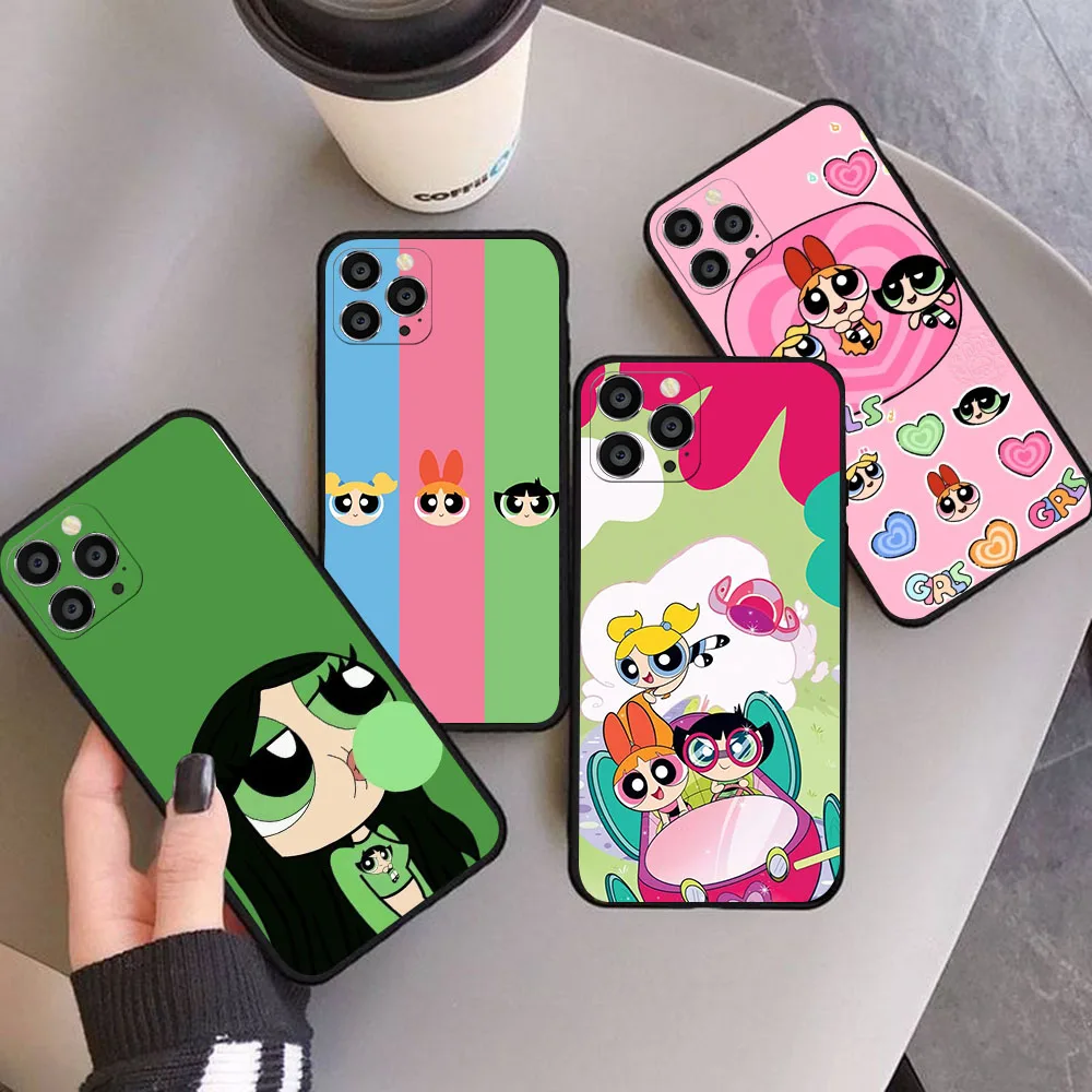 HM-62 Super Powerpuff Girls Silicone Case For iPhone XR 7 8 11 13 14 Mini Plus Pro Max