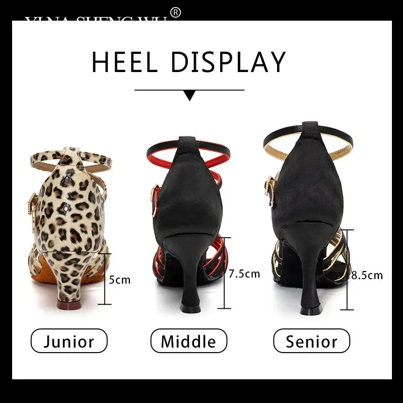New Latin Dance Shoes Girls Women Ballroom Tango Soft Bottom Dancing Shoes for Ladies Party Salsa Sandals 5/7cm Heel