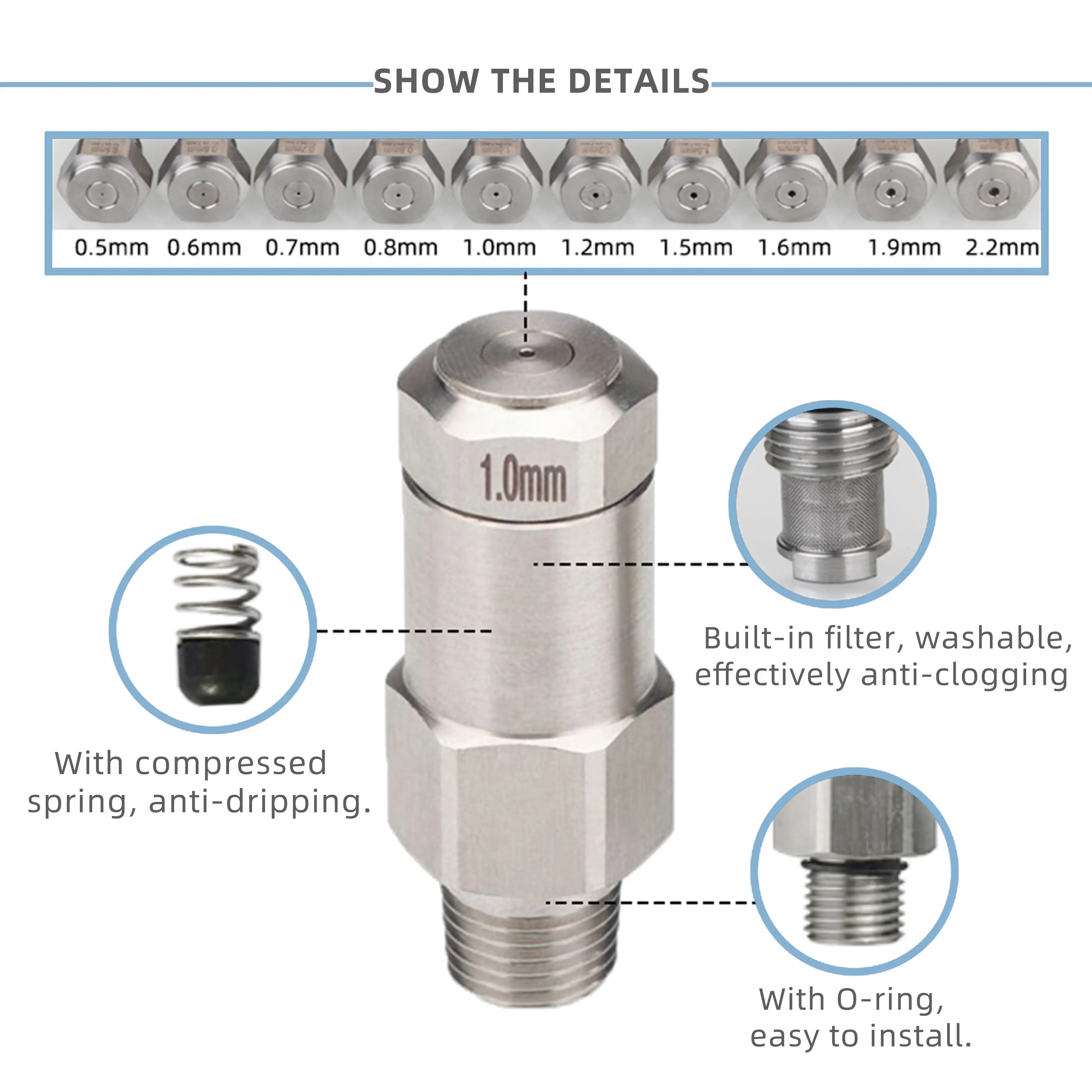 SS304 LNN Low Pressure Hydraulic Atomizing Nozzle Fine Mist for Cooling Humidifying Dust Control