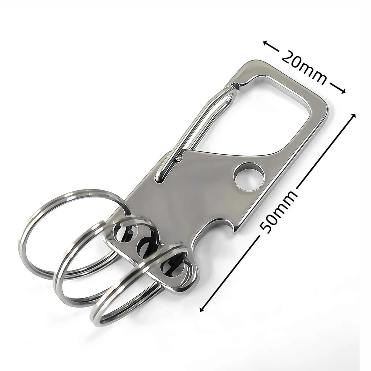 2 Stück 304 Edelstahl Schlüsselanhänger Flaschenöffner Karabiner Metall Autoschlüsselanhänger Bieröffner Anhänger Taillen-Hängeanhänger – Detail 3