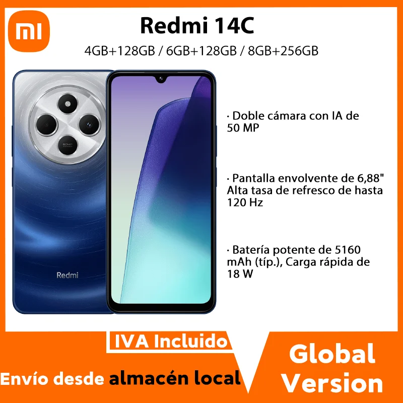 Global Version Xiaomi Redmi 14C Smartphone Immersion 6.88'' 120Hz Display 50MP AI Dual Camera Massive 5160mAh Battery