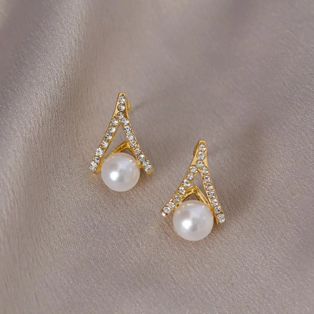 Earrings Gift Faux Pearl Earrings Sparkling Faux Pearl Earrings Lightweight Non-irritating Fashion Jewelry for Weddings