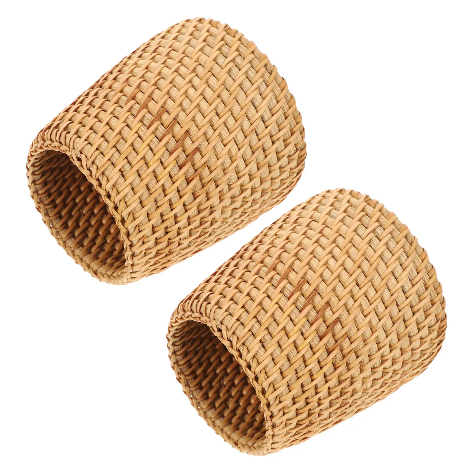 2Pcs Natural Rattan Pencil Holder Handwoven Rustic Desk Pen Organizer Ballpoint Fountain Pen Cup Multipurpose Makeup Brush