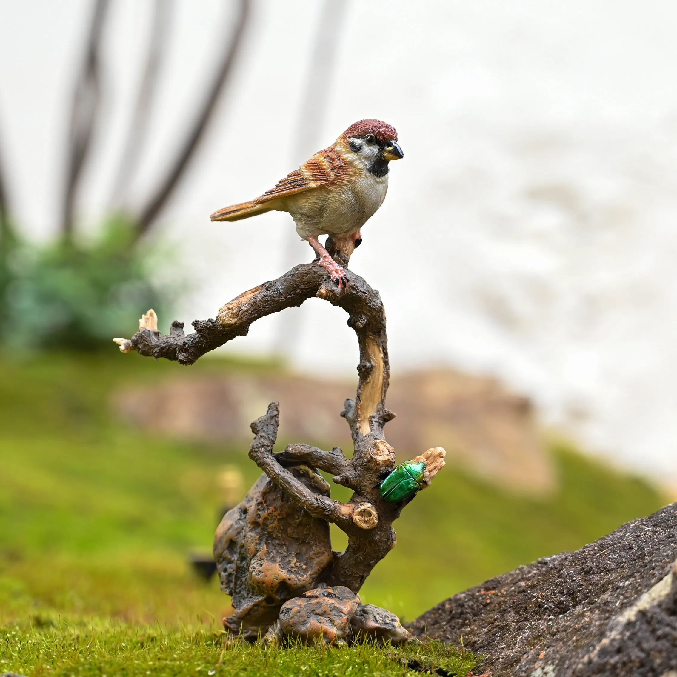 Realistic Resin Bird Ornament Sparrow Swallow Kingfisher Figurine For Indoor Outdoor Home Desktop Garden Bonsai Rockery Decor