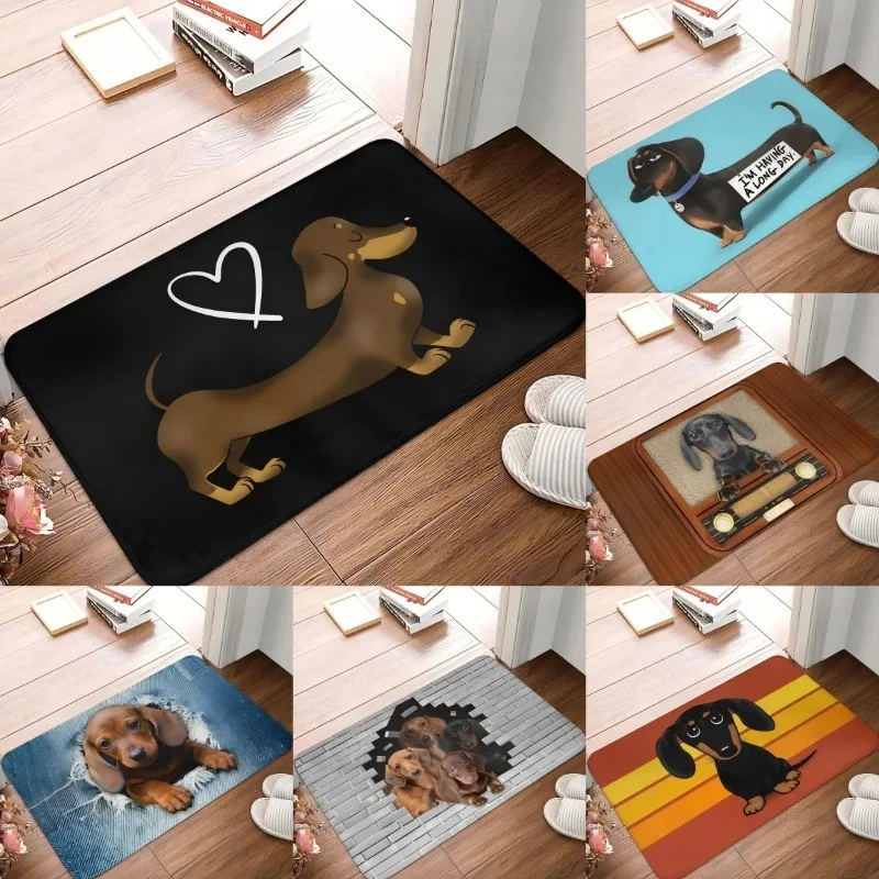 Cartoon Dachshund Dog Doormat Non-Slip Entrance Kitchen Door Floor Mat Badger Wiener Sausage Bedroom Balcony Carpet Rug