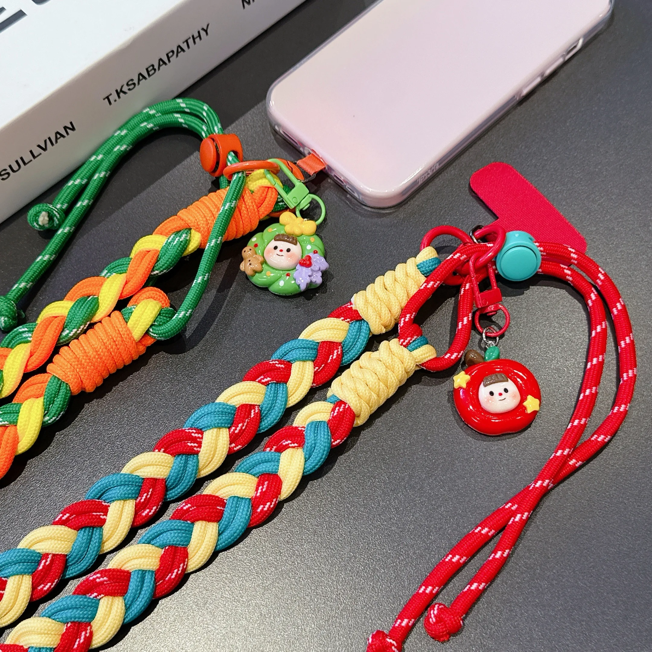 

Hand Weaving Mobile Phone Lanyard Creative Adjustable Cellphone Shoulder Strap Colorful Widen Comfort Phone Ropes for Outdoor