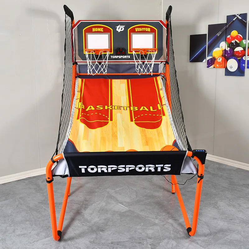 

Indoor 2-Player Foldable Basketball Shooting Machine Adult-Kid Dual Basketball System Rack