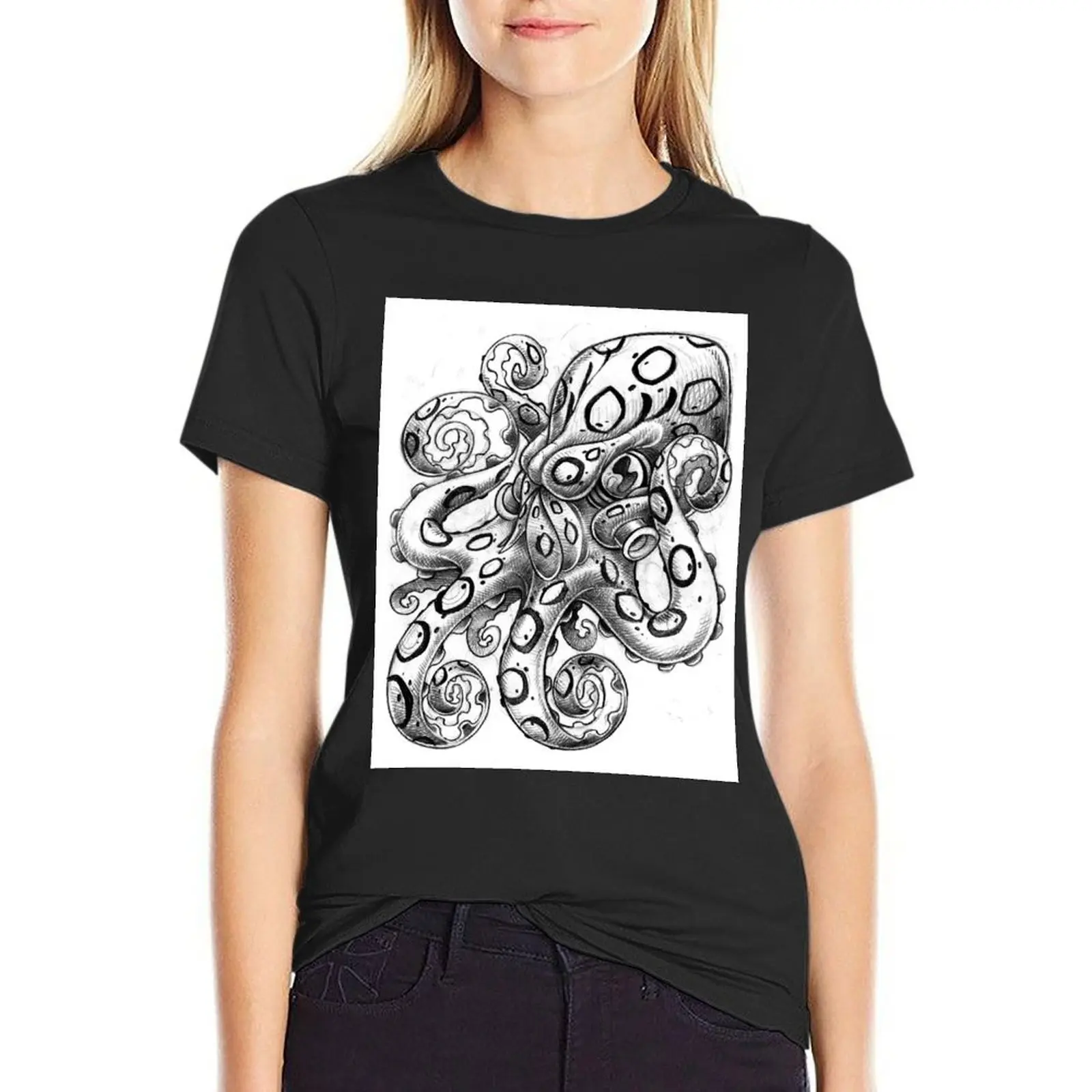 Octopus T-Shirt shirts graphic tees anime clothes Aesthetic clothing spring clothes Women 2024