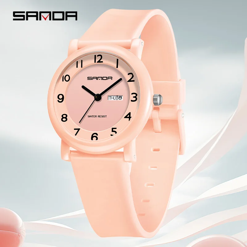 SANDA 3255 Quartz Watch Fashion Children's Quartz Watch Dual Calendar Display Waterproof Simple Fashion Children's