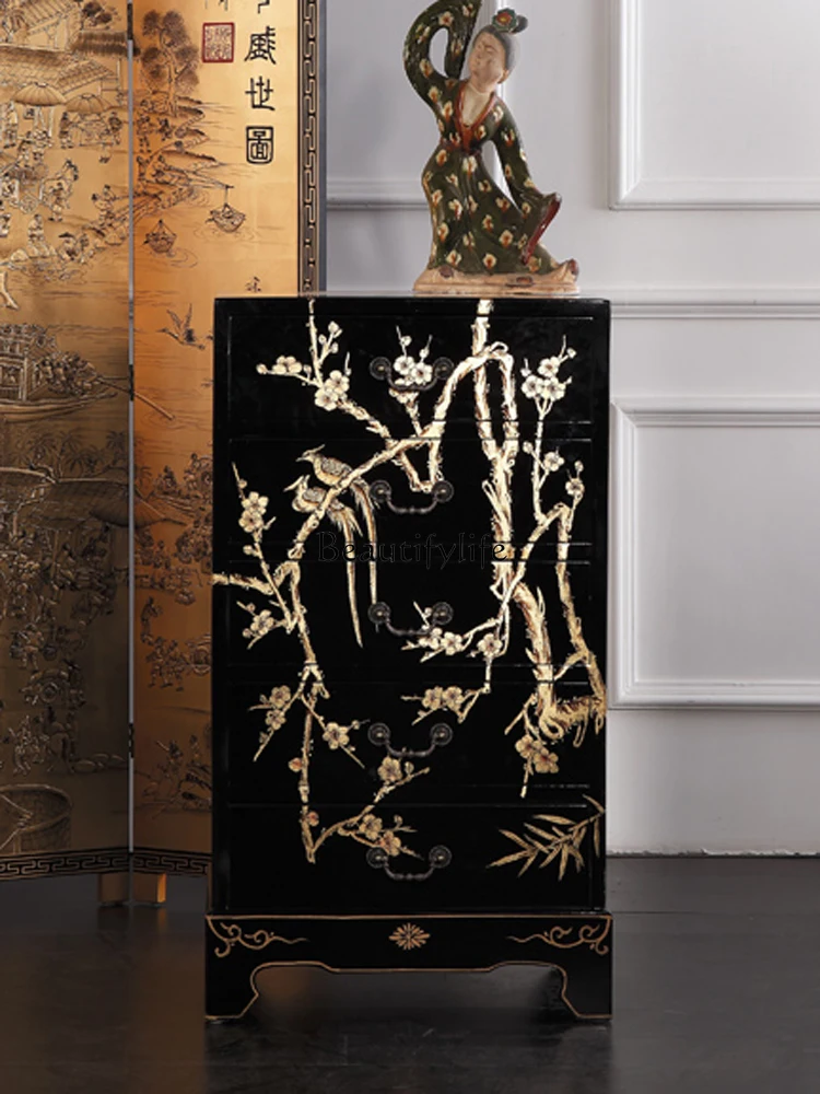 Moderne einfache chinesische Retro schwarz lackierte dekorative Vitrine