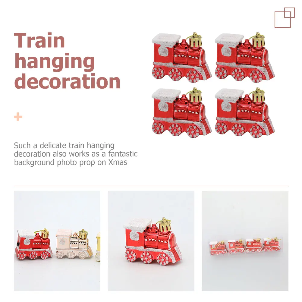 

4Pcs Christmas Decorations Train Hanging Pendants Xmas Tree Ornaments Indoor Xmas Train Hanging Ornaments Christmas Pendant