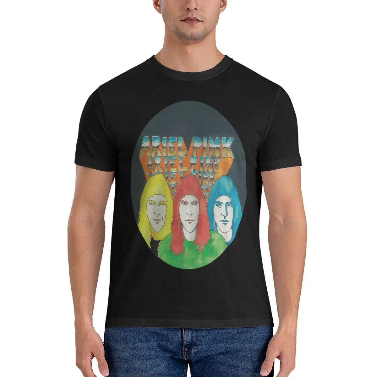 

Men's T-Shirts Rock Band Awesome 100% Cotton Tee Shirt Short Sleeve Ariel Pink T Shirts O Neck Clothing Classic