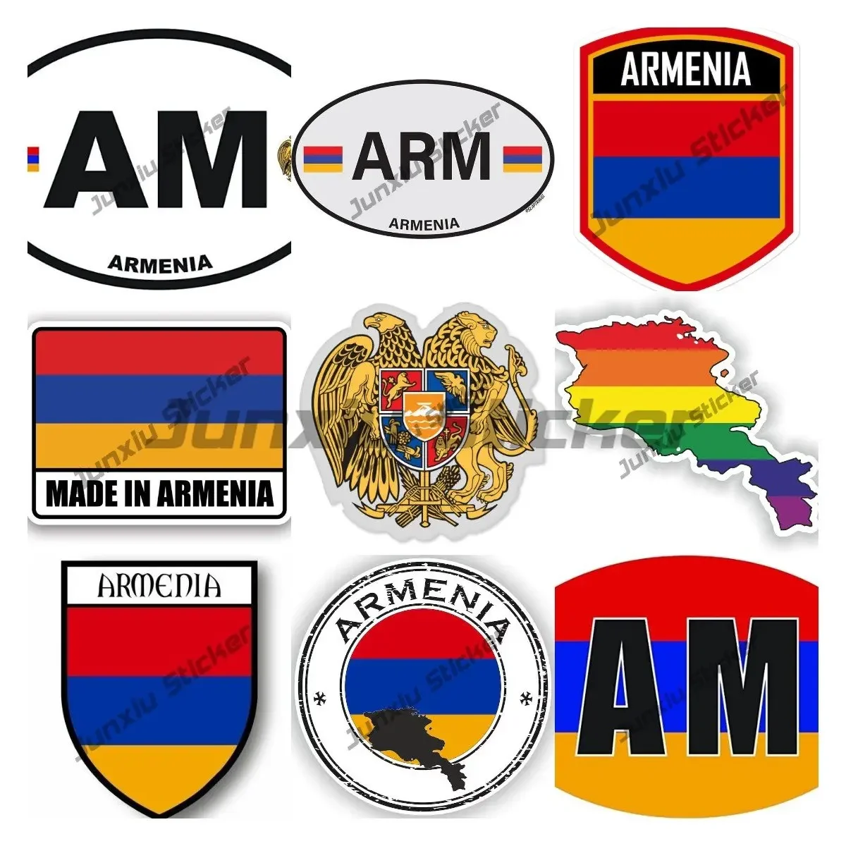 Armenia Sticker Coat of Arms City Flag Armenian Shield Travel Occlusion Scratch Decals for Cars SUV Personalized Refit Decor