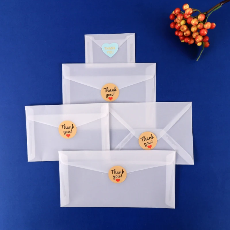 20PCS 17.6x12.5cm Sulfuric Paper Transparent Envelope Blank Translucent Style Journal Letter Decoration Custom Envelope