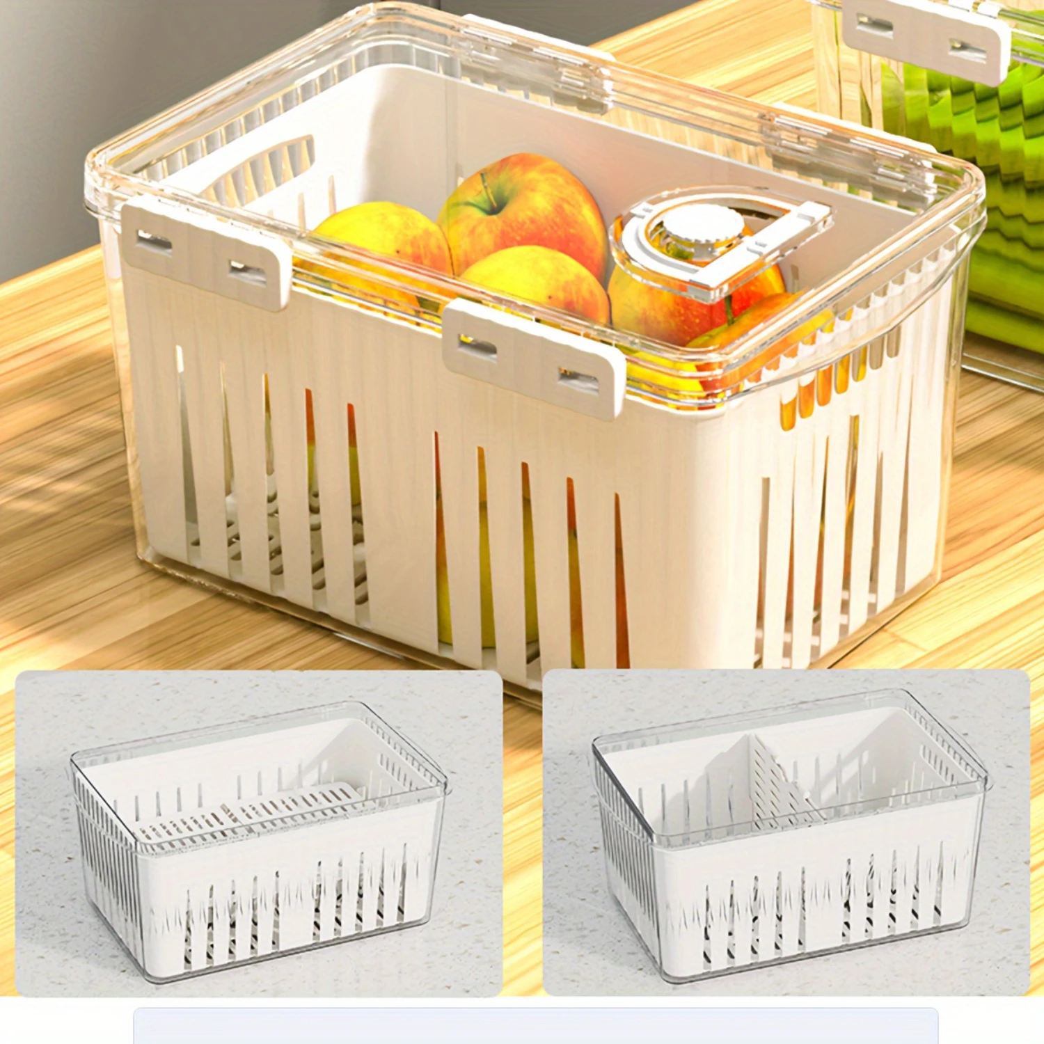 3pcs/set Refrigerator  Box, Fruit Vegetable Produce  Saver Containers With Lid, Plastic Fresh Keeper Set, Refrigerator Fridge Or