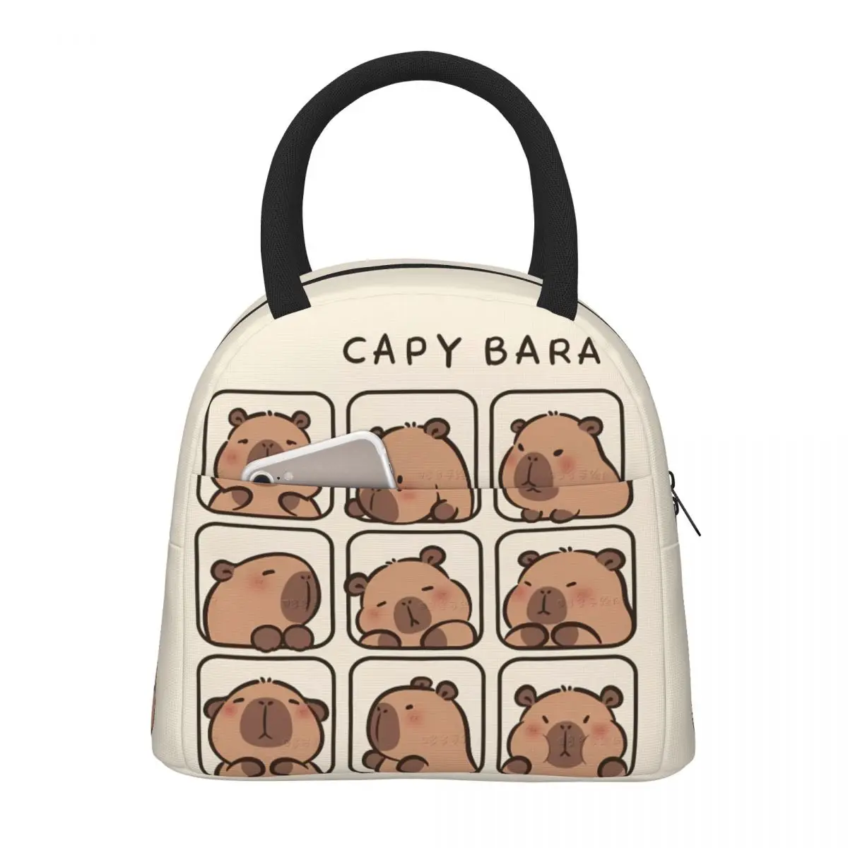 Capybara-fiambrera térmica multifunción para mujer, bolsa de almuerzo con aislamiento térmico para alimentos, bolsas de mano portátiles para Picnic para niños