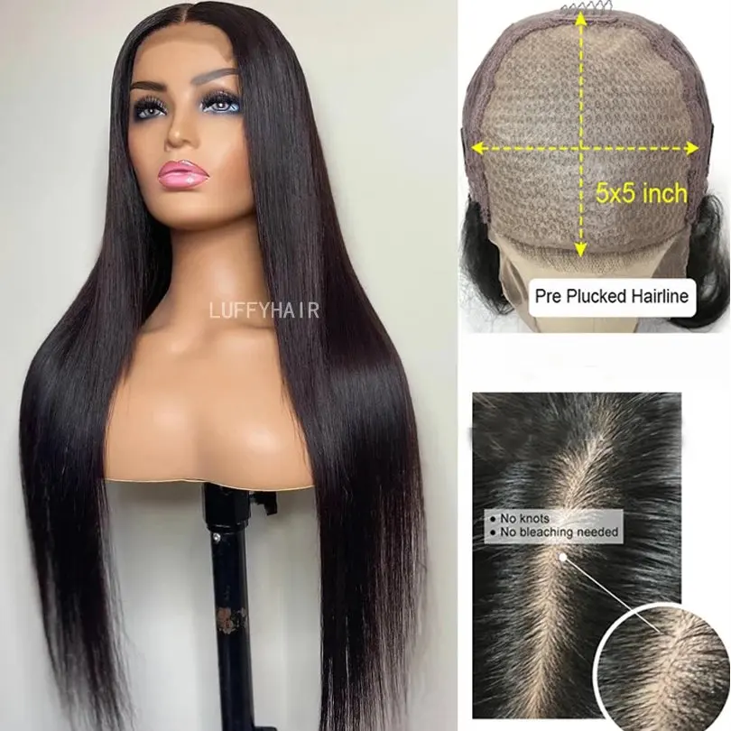 Natural Black 13X6 HD Lace Front Wig Human Hair 13x4 Straight Pre Plugging Closure for Women 22 Inch Human Hair Wig 180%