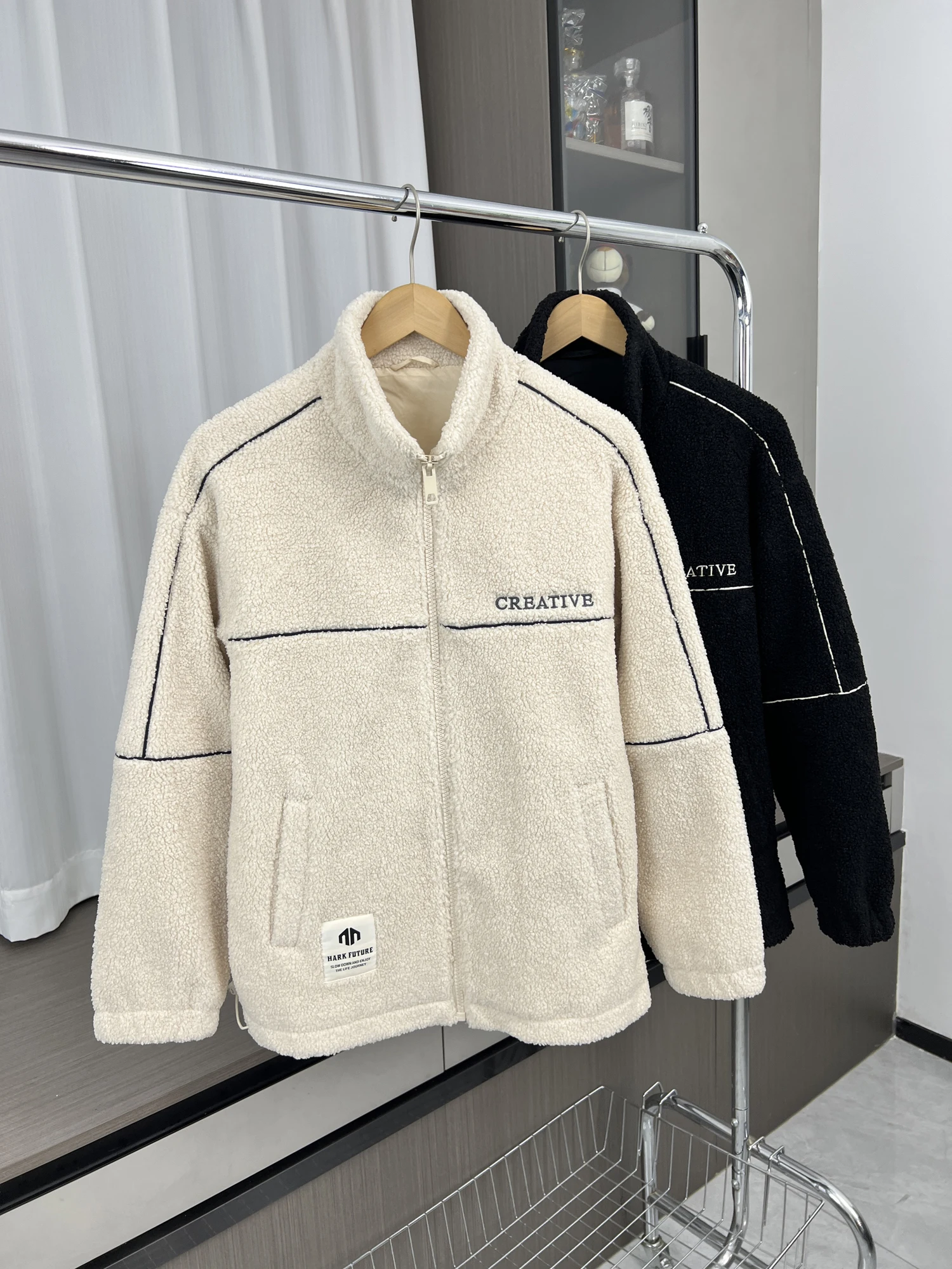 

Теплая мужская куртка из овечьего вельвета на осень-зиму, ветрозащитная, с воротником-стойкой, модная верхняя одежда, приталенный крой, длинный рукав